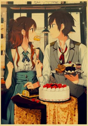 Rétro papier Kraft japonais Anime Horimiya affiche peinture papier brun dessin noyau suspendu image maison Art 21.jpg 640x640 21 - Horimiya Merch Store